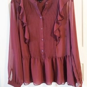 Who What Wear Plum Ruffle Blouse